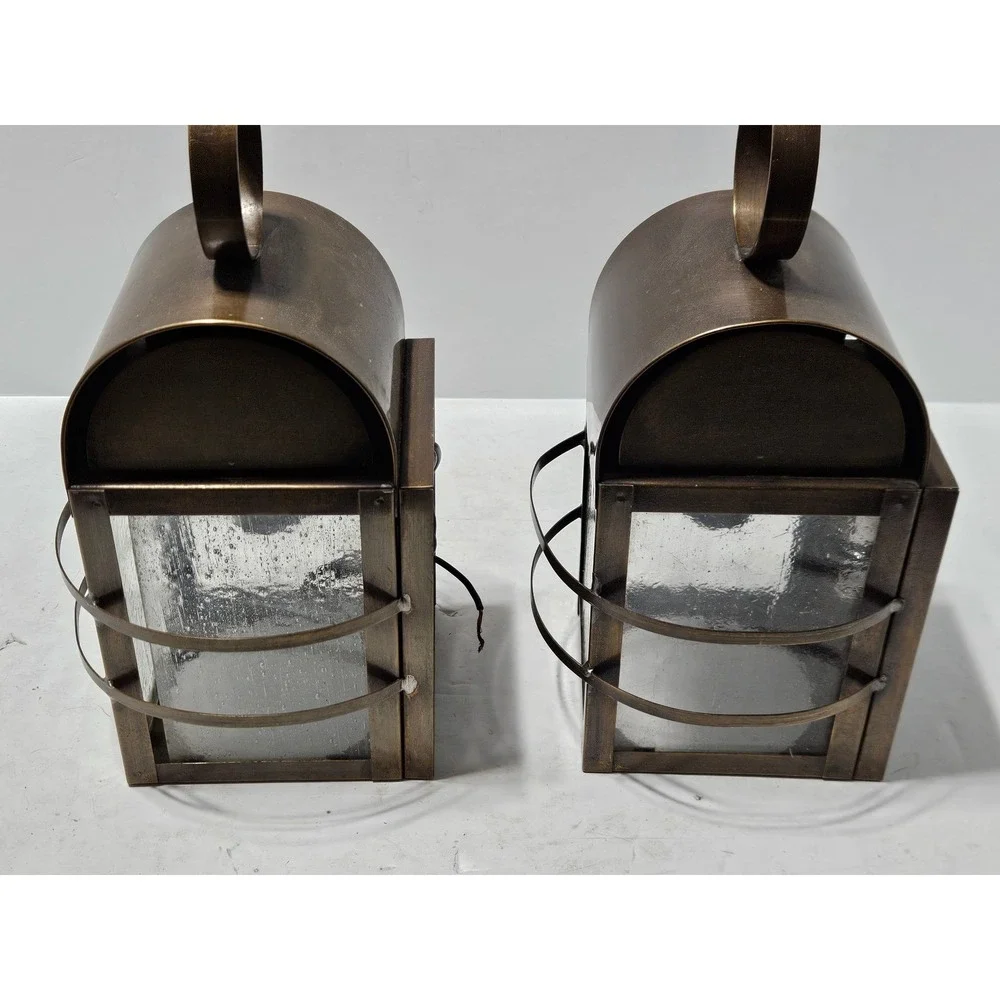 Corbett Lighting Outdoor Wall Lantern Sconce Set Brass Seeded Glass Vintage